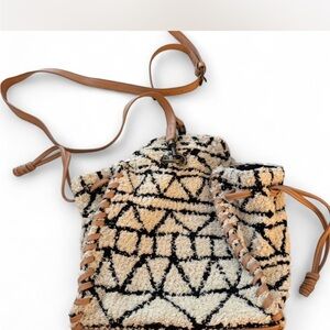 Universal Thread Black and Tan Backpack with Unique Pattern